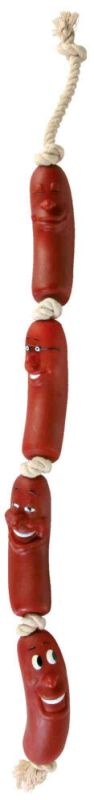 TRIXIE 50cm dog toy sausages on a rope with handle