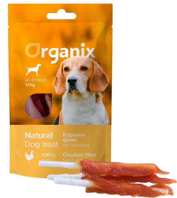 ORGANIX Treat for dogs “Chicken fillet on a stick” (100% meat) 100g