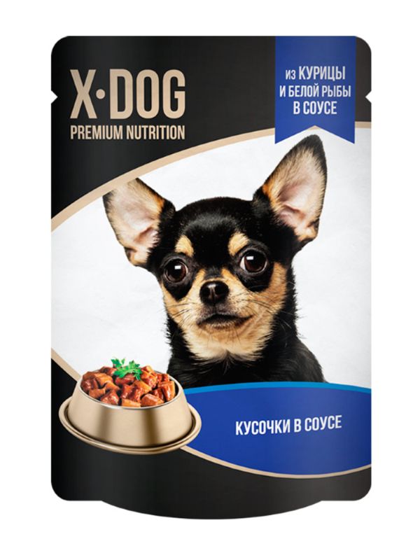 X-DOG Canned food for dogs chicken and white fish in sauce 24x85g=1.7kg