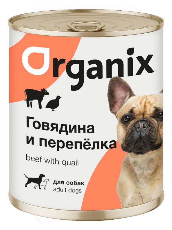 ORGANIX Canned food for dogs beef with quail 6x850g=5.1kg