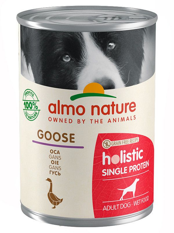 ALMO NATURE Holistic canned food for dogs with sensitive digestion with Goose (Monoprotein - Goose), 24x400g