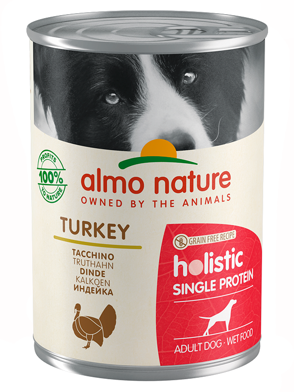 ALMO NATURE Holistic canned food for dogs with sensitive digestion with Turkey (Monoprotein - Turkey), 24x400g