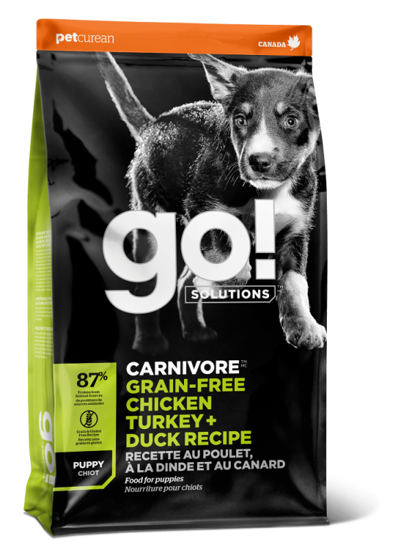 GO Grain-free for Puppies of all breeds 4 types of meat: Turkey, Chicken, Salmon, Duck (GF Chicken,Turkey + Duck Puppy)