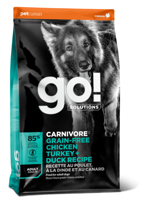 GO Grain-Free for Adult Dogs of all breeds 4 types of meat: Turkey, Chicken, Salmon, Duck