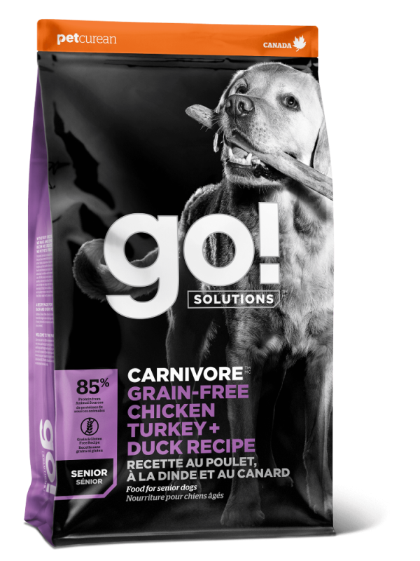 GO Grain-free for Senior Dogs of all breeds 4 types of meat: Turkey, Chicken, Salmon, Duck