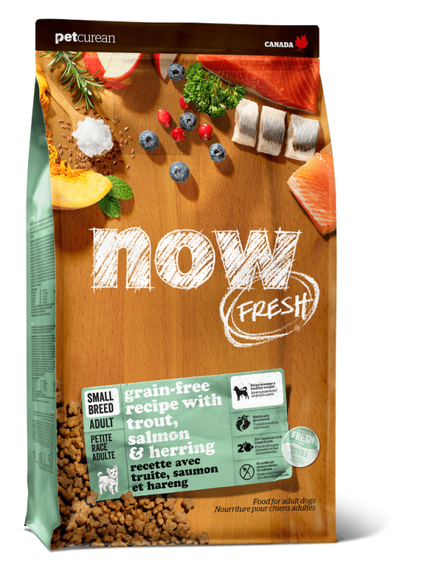 NOW Grain-free food for Adult dogs of Small breeds with Trout, Salmon and vegetables (NEW)