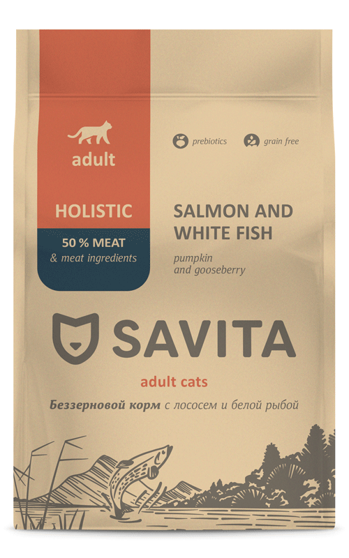 SAVITA for cats with salmon and white fish, dry food