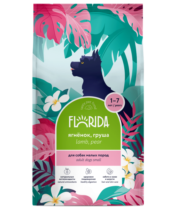 FLORIDA Dry food for adult small breed dogs with lamb and pear