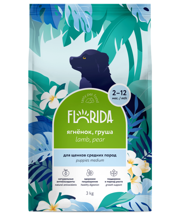 FLORIDA Dry food for medium breed puppies with lamb and pear