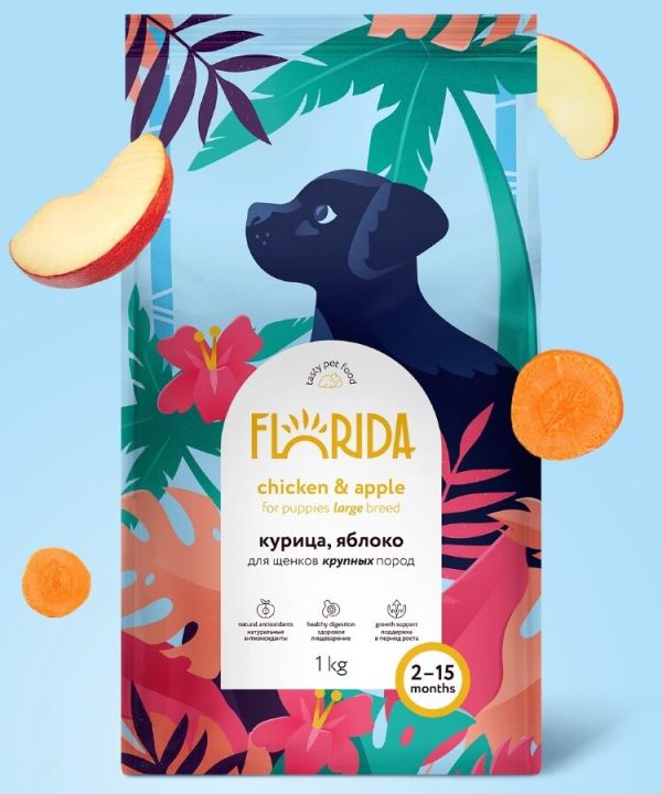 FLORIDA Dry food for large breed puppies with chicken and apple
