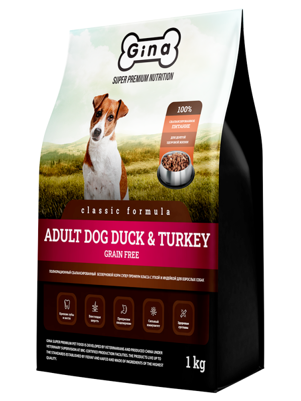 GINA Classic Grain Free Duck & Turkey dry dog food (Grain Free Dog Duck&Turkey)