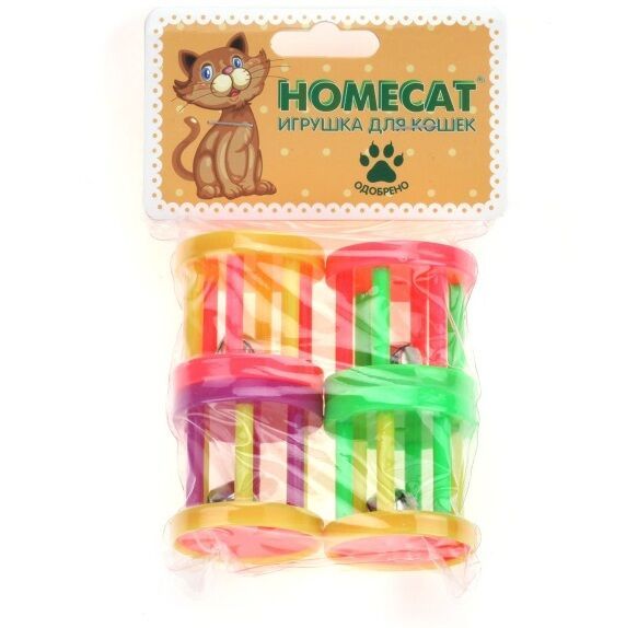 HOMECAT 4 pcs 4 cm cat toy plastic drums with bell