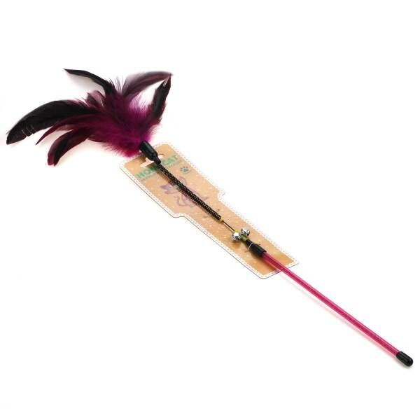 HOMECAT 59 cm Cat Toy Teaser with Colored Feathers on Spring with Bell